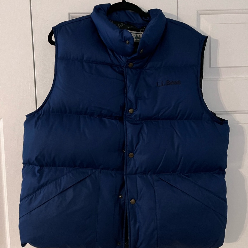 L.L. Bean Men's Trail Model Blue Puffer Down Vest